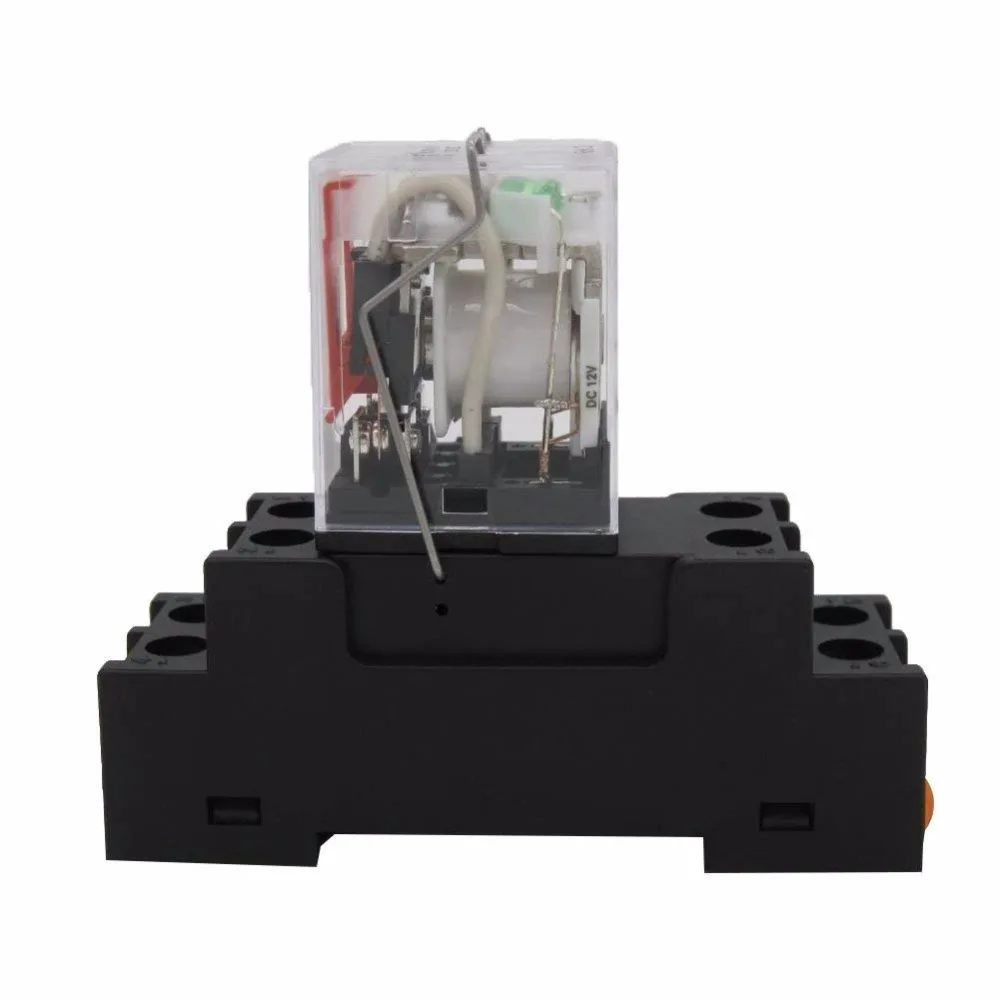 Taiss/DC 12V Coil Electromagnetic Power Relay 10A 2DPT 8 Pins 2NO+2NC LY2NJ with YJTF08A-E Socket Base YJ2N-LY | Обустройство дома