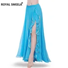 Женская юбка для танца живота, шифоновая юбка с разрезом и листьями лотоса, длинная юбка для танца живота