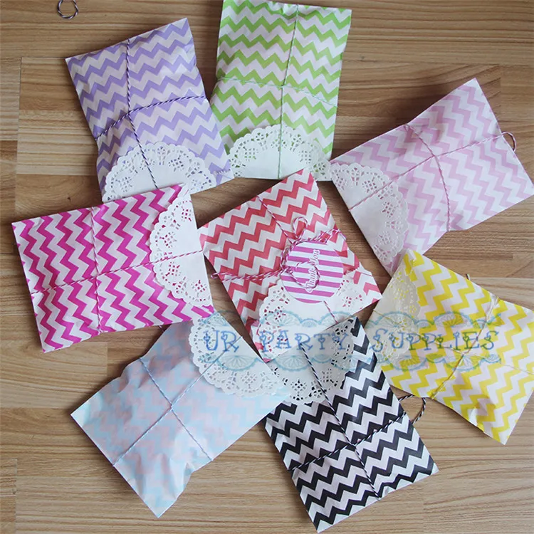 Бесплатная доставка 1000 шт светло-голубой шеврон бумажные мешки для конфет баров