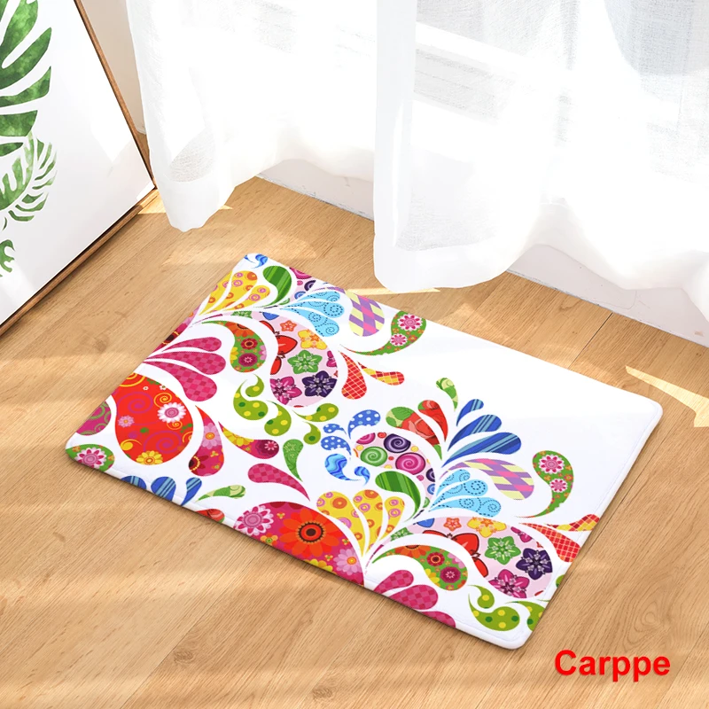 Противоскользящий напольный коврик с цветным рисунком для ванной комнаты кухни
