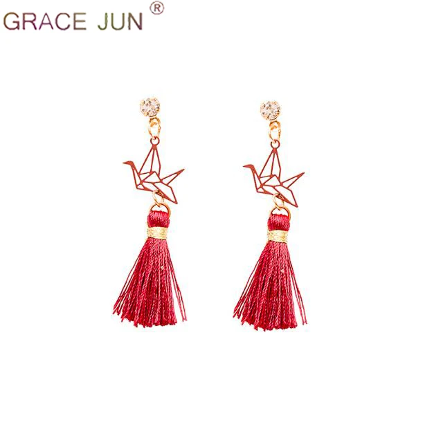 Золотистые серьги-клипсы GRACE JUN с кисточками модные популярные студенческие