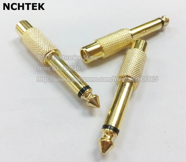 NCHTEK золотистый 1/4 &quot1/4 мм штекер к RCA гнездовой моно телефонный адаптер 20 шт.