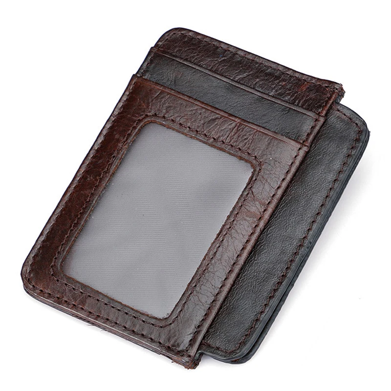 100% коровья натуральная кожа держатель для карт кошелек мужчин или женщин с фото и