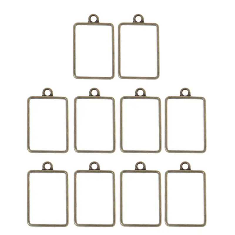 10Pcs Geometric Hollow Square Pressed Flower Frame Pendant Resin DIY Handmad Craft Accessories Jewelry Making Tools