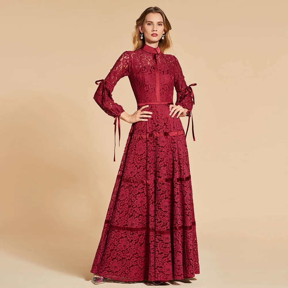 Dressv красное вечернее платье с высокой горловиной А силуэта элегантное длиной 3/4
