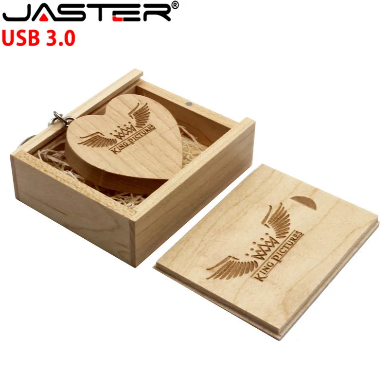 JASTER USB 3 0 (более 1 шт. бесплатный логотип) грецкий орех деревянное сердце +