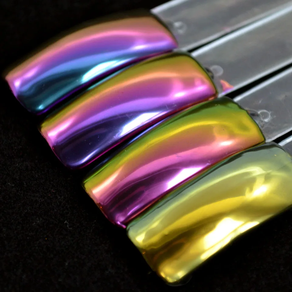 Duochrome зеркальная пудра Хамелеон пигмент хром Единорог Ногтей Пыли цвет ногтей