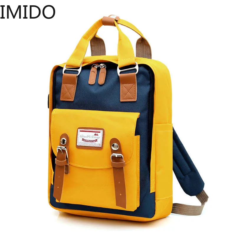 IMIDO 2019 Модный женский рюкзак в стиле пэчворк водонепроницаемый Оксфорд дорожная