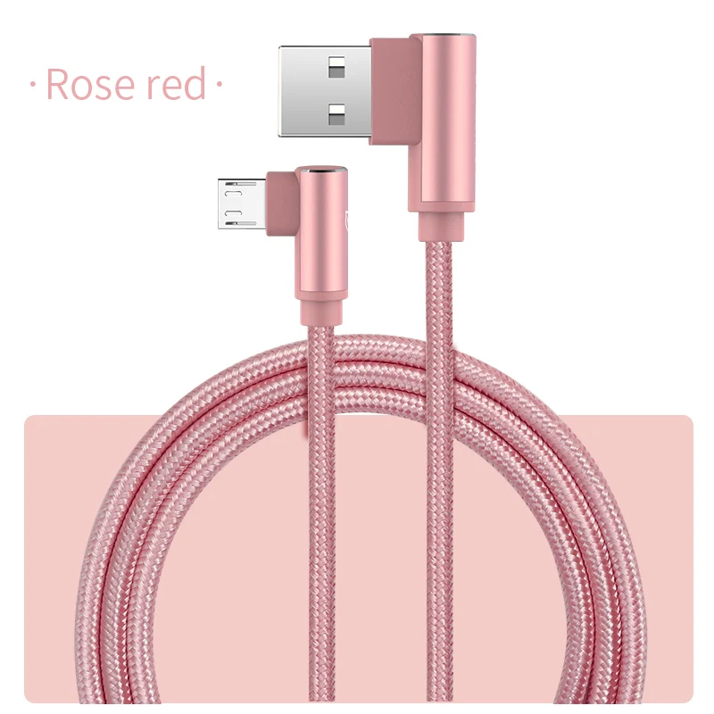 Rose gold SmartDevil Micro USB кабель 2A кабель передачи данных для быстрой зарядки Плетеный 90 градусов USB Кабель зарядного устройства для samsung huawei Xiaomi LG планшета - Цвет: Rose gold