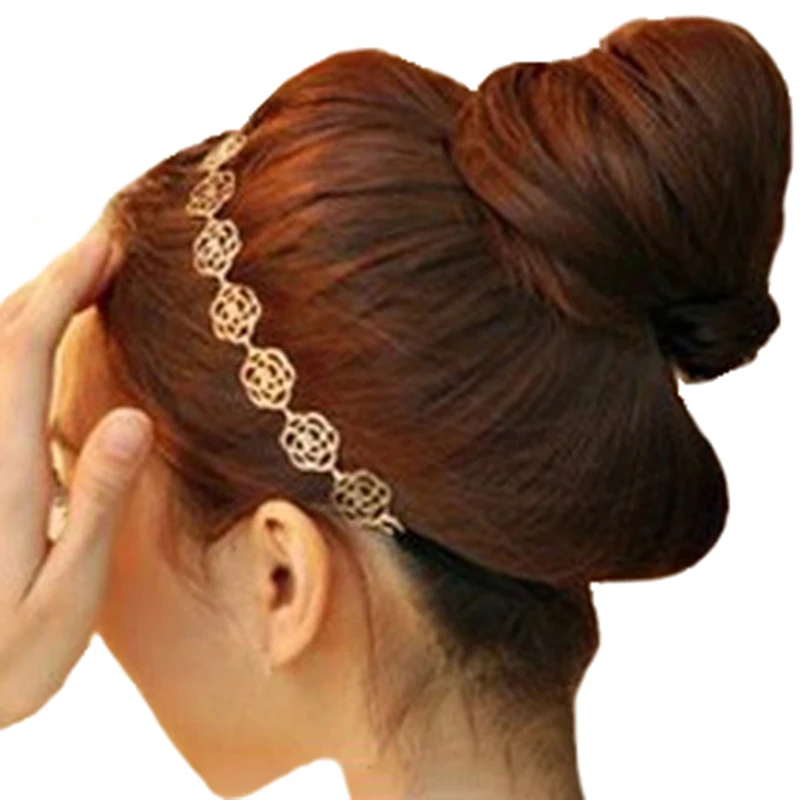 Женская металлическая повязка на голову обруч для волос с вырезами цветами розы
