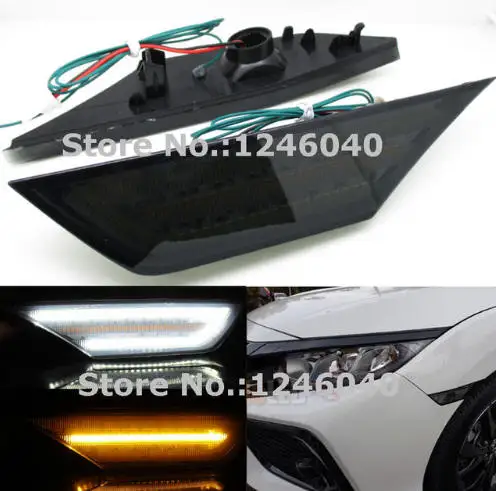 Black dual colors 2PCS LED Side Marker Lights Turn Signal Lights lamps For Honda Civic - Испускаемый цвет: Black dual colors