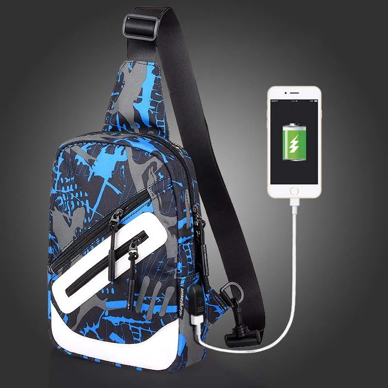 Сумки через плечо с USB зарядкой для мужчин мессенджер нагрудной мешок молодых