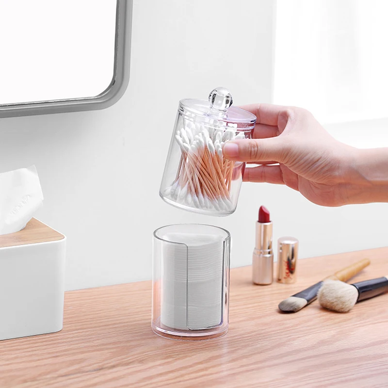 Прозрачные органайзеры для макияжа портативные ватные тампоны Круглый