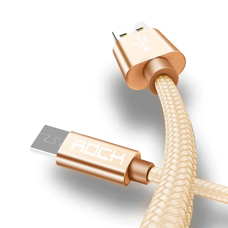 Gold Металлический кабель Micro-USB в оплетке 25 см 1 м 1,5 м Microusb кабель для зарядки данных для samsung Xiaomi huawei Android USB Micro шнур - Цвет: Gold