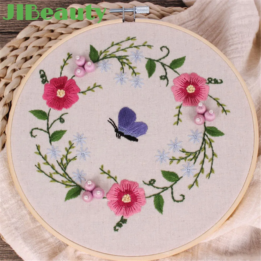 Европа DIY лента цветы вышивка набор с рамкой для начинающих Рукоделие наборы