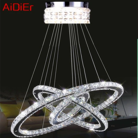 Современная Подвесная лампа высокого качества светильник 65 Вт светодиодный люстры K9, хрустальная люстра с бриллиантами, кольцо с 3 кольцами из нержавеющей стали