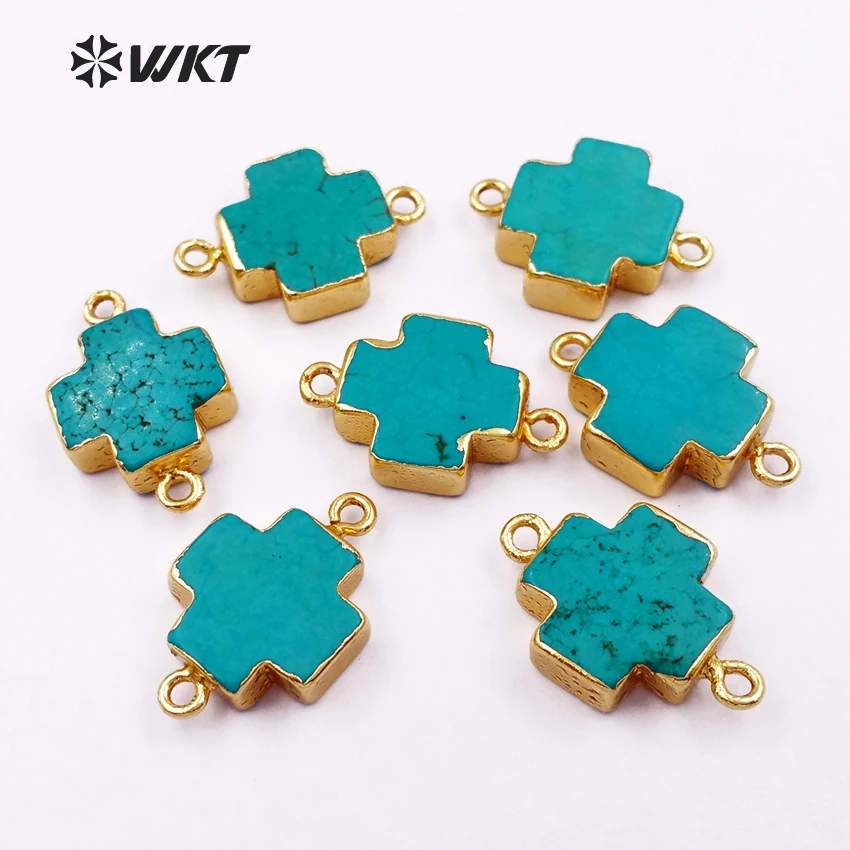 WT C150 WKT 5 шт. оптовая продажа подвеска из натурального камня Howlite двойная петля|cross