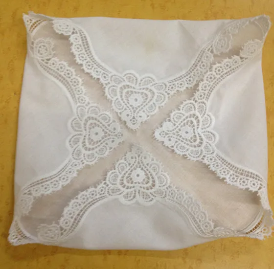 Set of 12 Fashion Cotton Handkerchiefs 12-inch Wedding Handkerchief Sweeet Heart Hankie Vintage Lace Hanky for bride/Ladies
