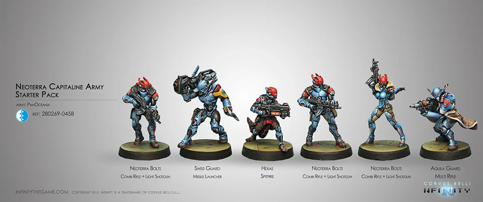 [Loong Way Miniatures] Corvus Belli Infinity 0458 NEOTERRAN CAPITALINE армейские секторные 32 мм Металлические