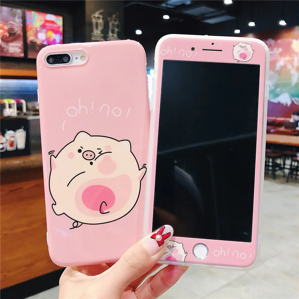 Защитный закаленное Стекло для iPhone XS MAX прекрасный розовый поросенок пленка +