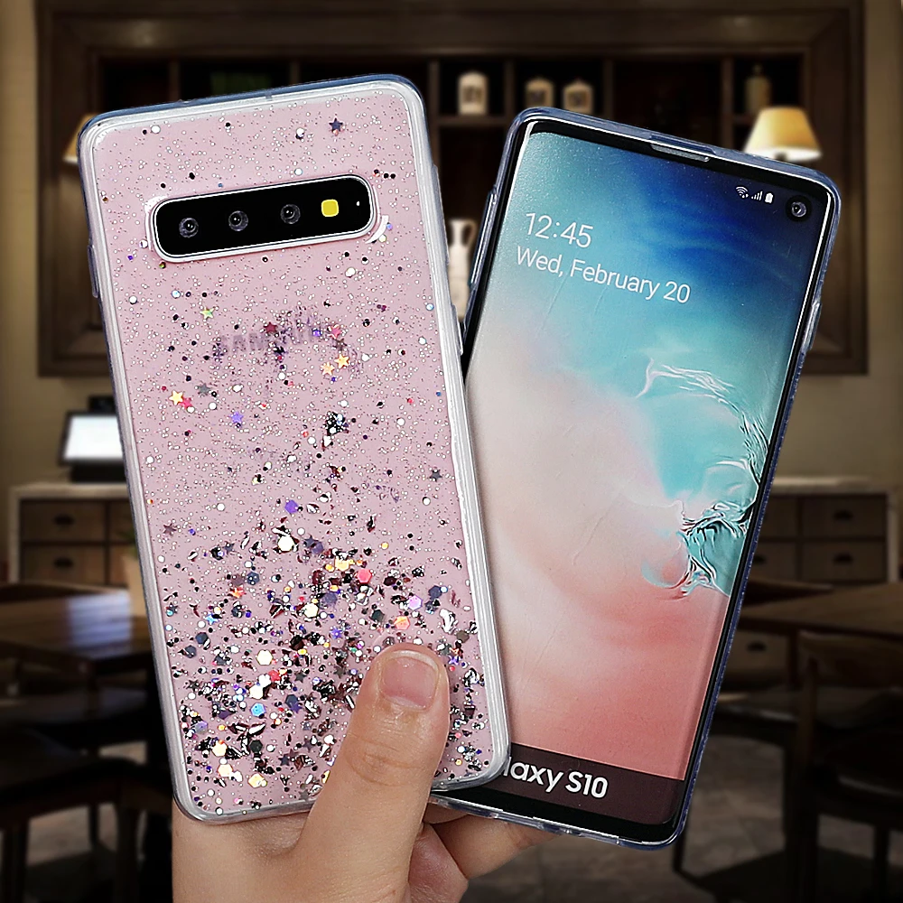 Чехол для телефона LOVECOM для samsung Galaxy Note 10 Pro 8 9 S10 Plus A50 A10 A20 милый Блестящий Мягкий эпоксидный прозрачный чехол на заднюю панель s