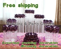 free shipping 7pcs crystal clear round crystal wedding cake stand wedding birthday centerpiece luxury birthday cake decoration