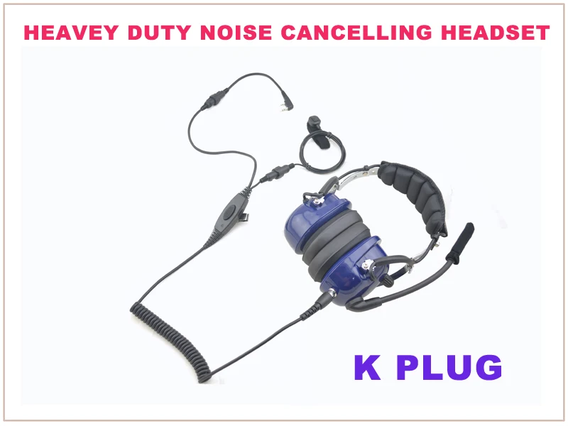 K Plug Heavy Duty Noise Cancelling Headset for Baofeng Pofung Wouxun Portable Two-way Radio Walkie Talkie Transceiver