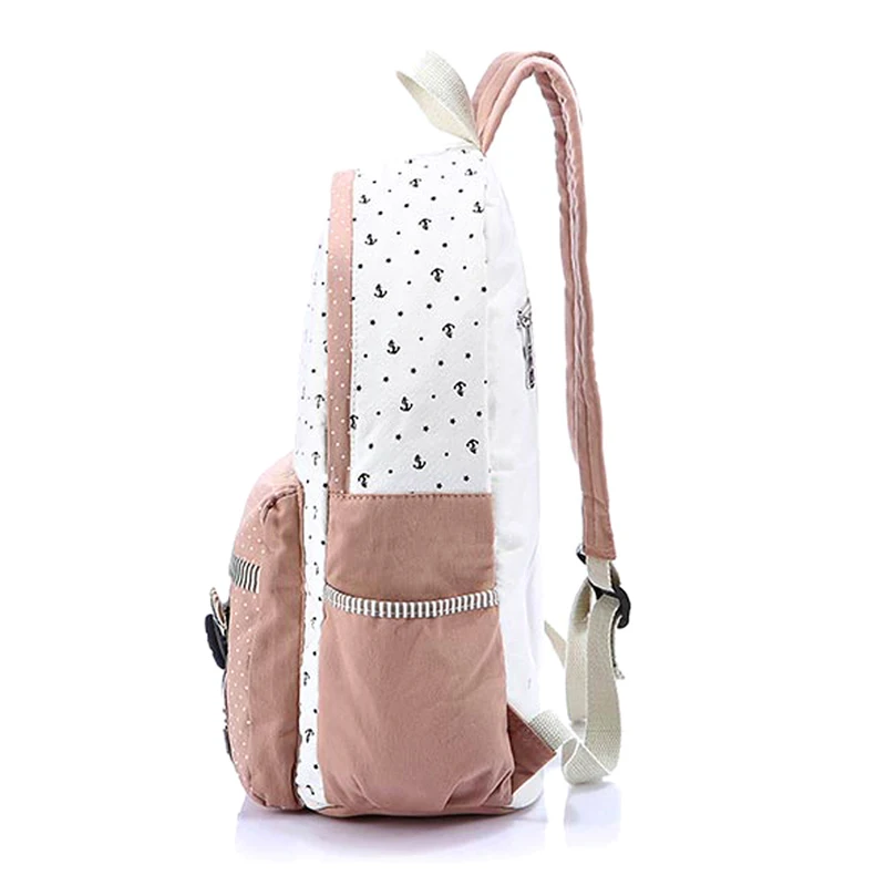 Coofit Cute Floral Stars Printing Canvas Backpack For Women Causal School Bagpack Girls Teens Youth Travel Laptop Daypack | Багаж и сумки