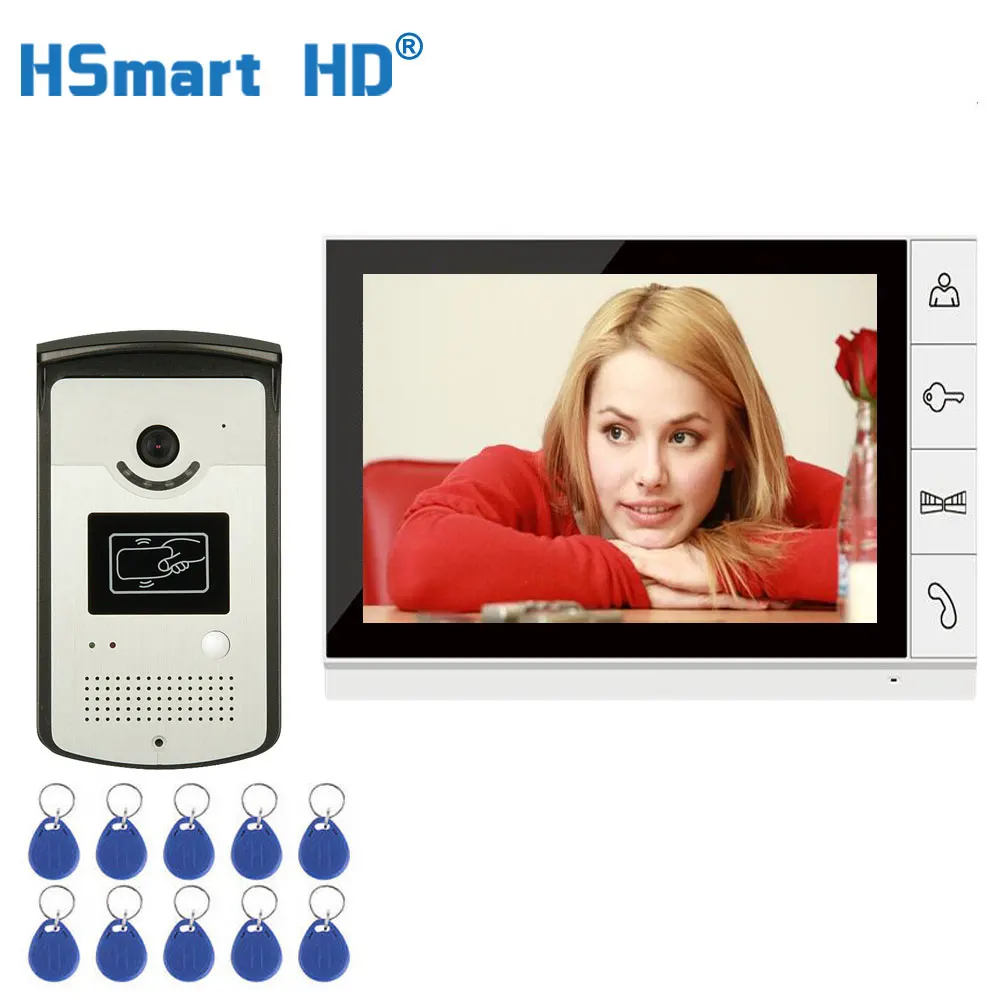 1Camera v 1 LCD 9 ''TFT lcd Проводной видео-телефон двери визуальный видеодомофон спикерфон домофон система с водонепроницаемой наружной ИК-камерой RFID - Цвет: 1Camera v 1 LCD
