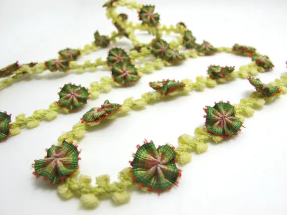 2 ярдов тканая лента рококо с отделкой в форме вентилятора цветочные бутоны |