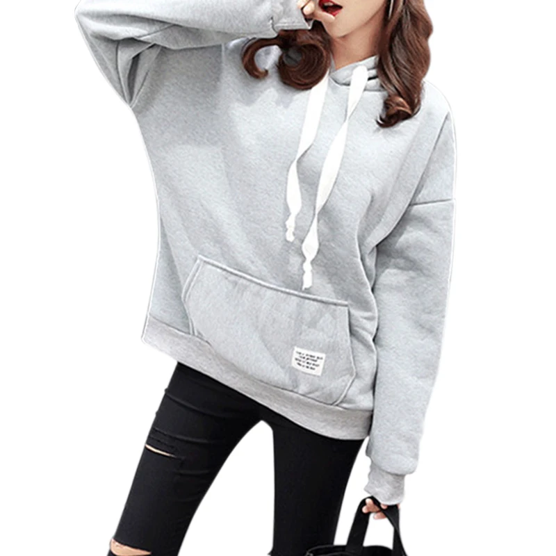 

New Solid Color Maiden Style Casual Loose Large Size Women's Hoodies Pullover Jumper Hooded Long-sleeved Sweatshirts Tops