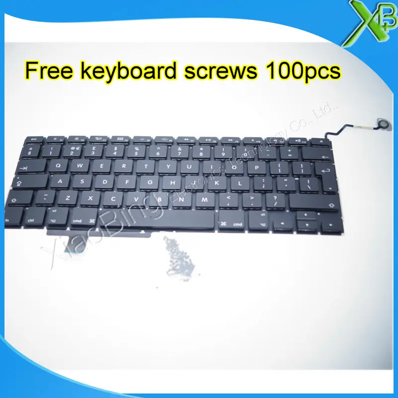 Совершенно новая клавиатура Великобритании + 100 шт Винты клавиатуры для MacBook Pro 17 1