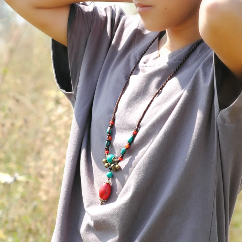 Китайские ювелирные изделия wind national винтажное длинное ожерелье с камнями