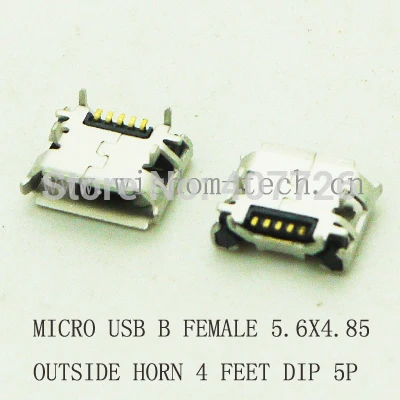 10 шт./лот Micro USB разъем для телефона типа B 5 6x4 85 внешний Рог 4 фута DIP 5Pin планшета ipad