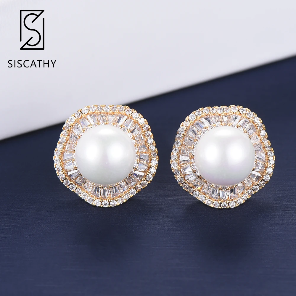 Женские серьги с искусственным жемчугом SISCATHY гвоздики в Корейском стиле