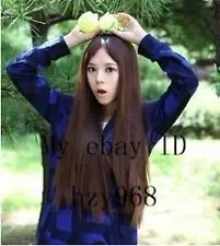 New Fashion BROWN LONG STRAIGHT wig +gift |