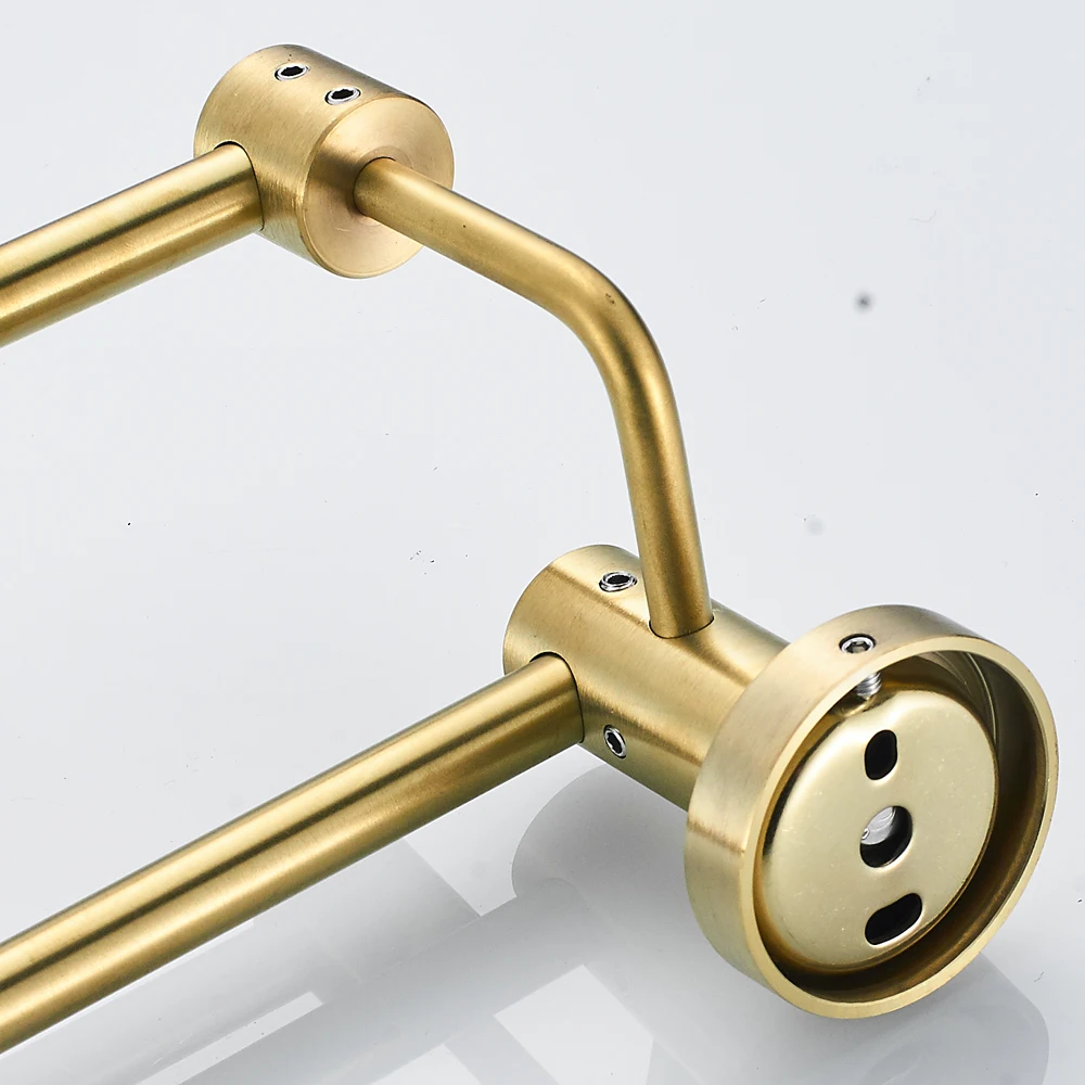 Leyden двойная вешалка для полотенец ванной комнаты матовая Золотая круглая основа