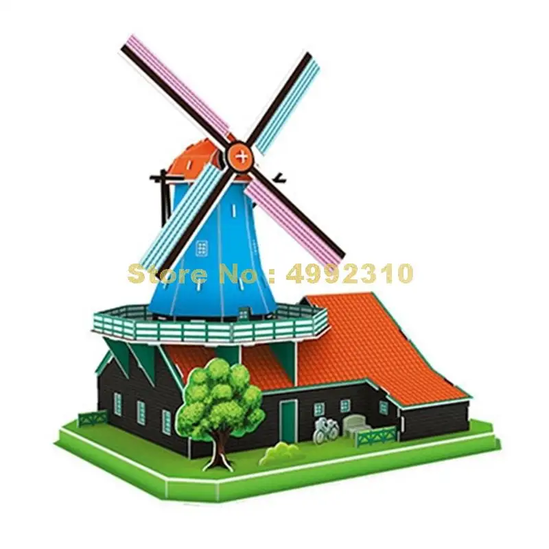 Mc219h 71 шт. Голландская мельница 3d бумажная головоломка игрушка|Пазлы| |