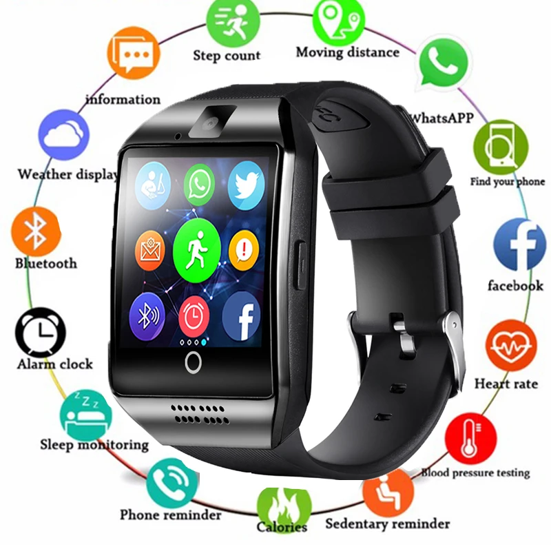 Смарт-часы с камерой Q18 Bluetooth Smartwatch SIM TF слот для карты фитнес-трекер спортивные