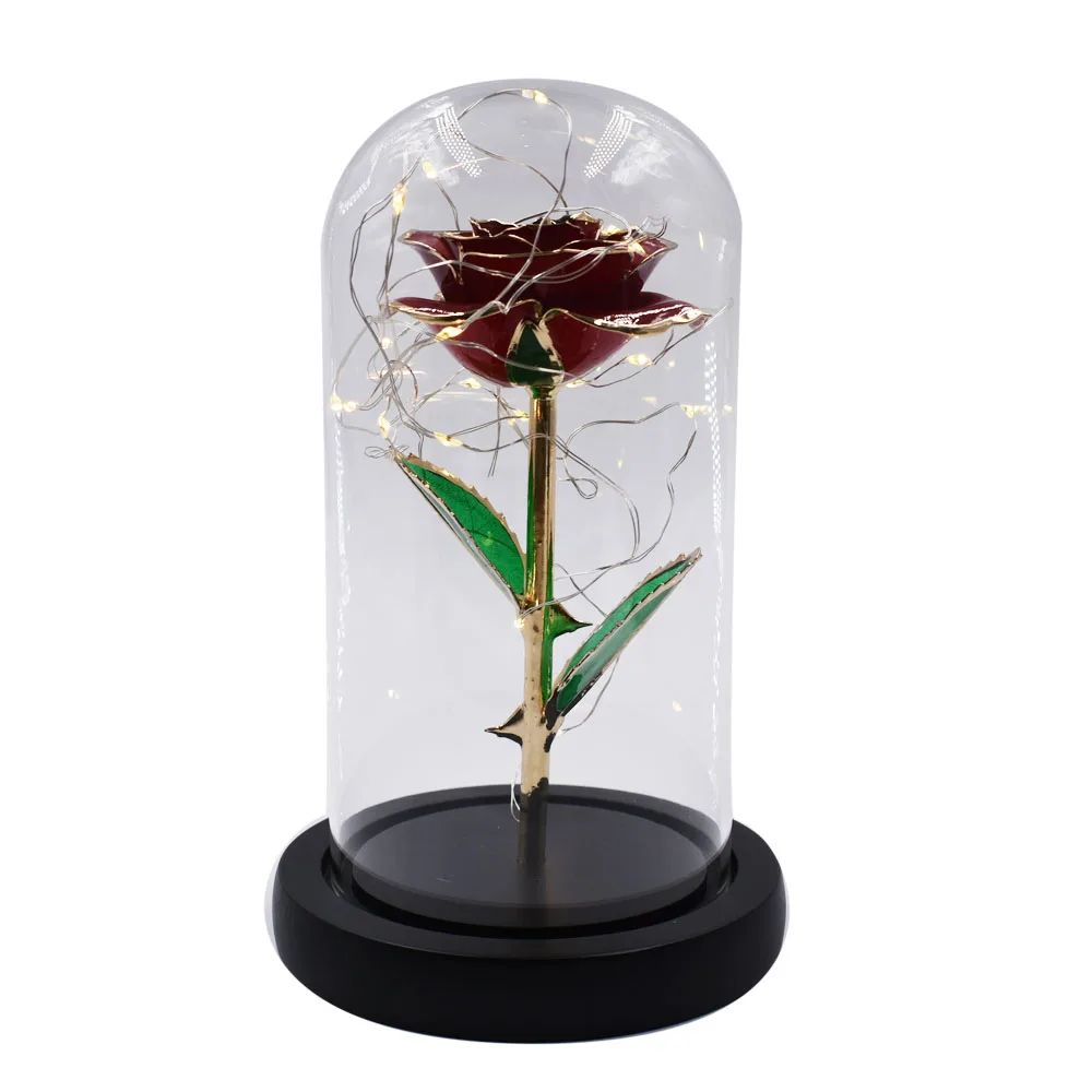 24K Gold-plated Luxury Gift 24k Gold-plated True Rose Natural Rose and LED Box for Lover's Gift