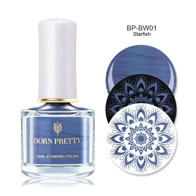 Starfish BORN PRETTY Blue Series лак для штамповки 6 мл свежий светильник для дизайна ногтей пластины для пляжной прогулки лак для штамповки жидкая лента - Цвет: Starfish