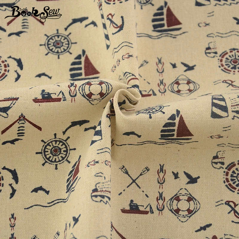 Booksew хлопчатобумажная льняная ткань морской тематический дизайн швейный материал для скатерти подушка сумка занавеска Подушка украшение «ZAKKA» Tissu