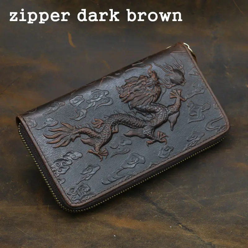 Мужской клатч из натуральной кожи брендовый длинный дорожный кошелек с