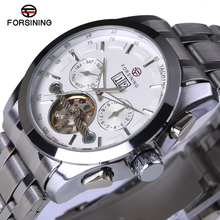 Часы наручные Fosining Мужские механические брендовые Роскошные Дизайнерские