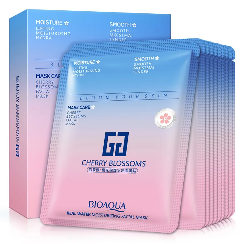 Bioaqua воды иглы маска для лица Cherry Blossom отбеливания кожи увлажняющий уменьшить
