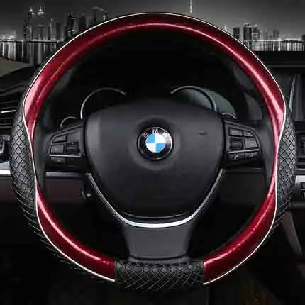 black red 3D спортивные Чехлы рулевого колеса автомобиля Микро волоконная Кожа двухцветный чехол на руль авто аксессуары для интерьера черный синий - Название цвета: black red