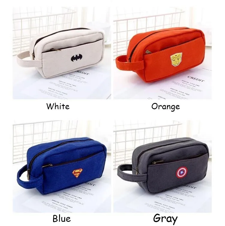 Cartoon Superhero Big Canvas Pencil Case For Boys Cute Large Pencil Box Pen Case School Supplies Stationery
