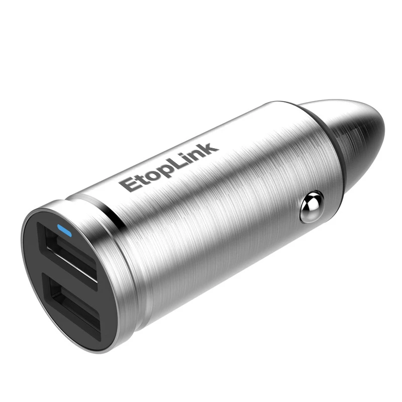 

EtopLink Metal Car Charger Car Dual USB Phone Charging 3.1A 18W Max Dual USB Output Car Lighter for Samsung S9 Iphone X 8 8 Plus