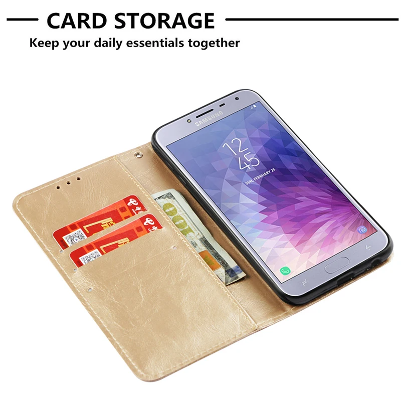 Кожаный чехол Бумажник для телефона Tower мягкий силиконовый чехлы Samsung Galaxy J4 J6 2018 EU