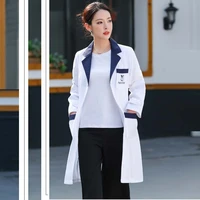 womens lab coat mock wrap doctornursebeautician jacket medical uniform long sleeves notched collar nurse dress
